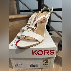 Michael Kors White Cork Heels Size 6.5